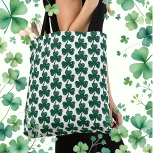 Irish Luck Trendy Grunge Clover Leaf Tote Bag