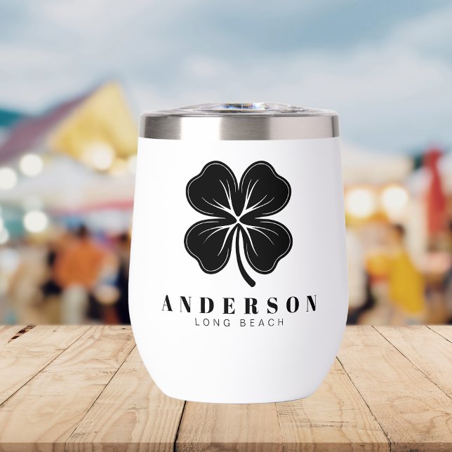 Irish Lucky Four Black Leaf Clover with Name (Creator Uploaded)