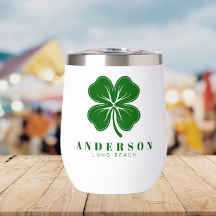 Irish Lucky Four Green Leaf Clover with Name