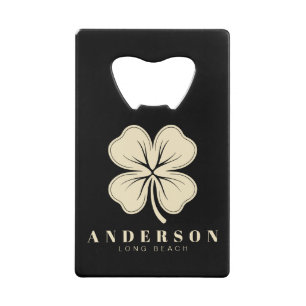 Irish Lucky Four Leaf Clover with Name Black
