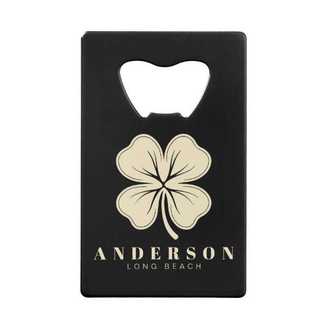 Irish Lucky Four Leaf Clover with Name Black (Front)