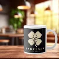 Irish Lucky Four Leaf Clover with Name Black