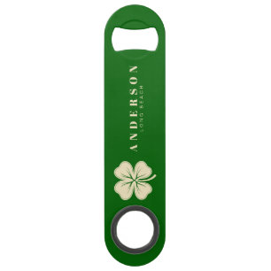 Irish Lucky Four Leaf Clover with Name Green