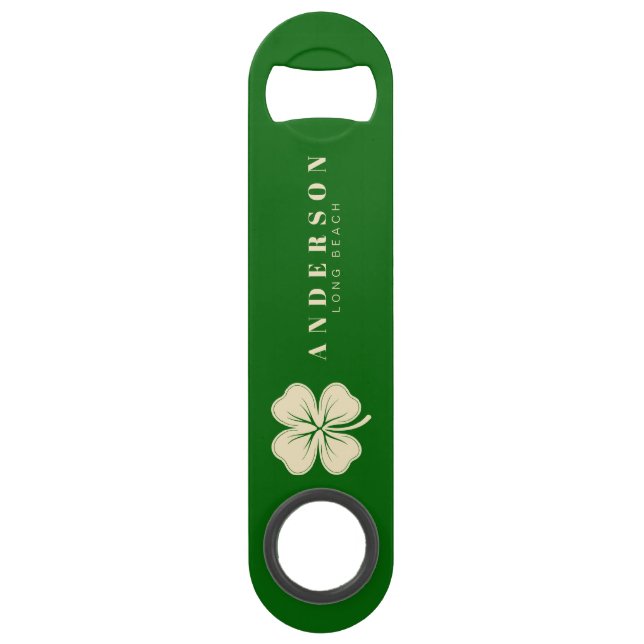 Irish Lucky Four Leaf Clover with Name Green (Front)