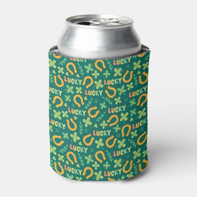 Irish LUCKY green pattern Can Cooler (Can Front)