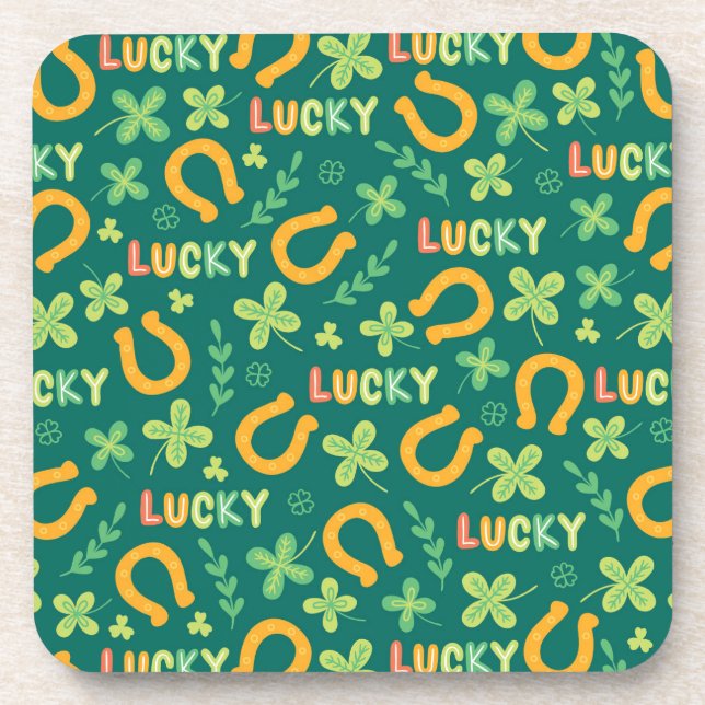 Irish LUCKY green pattern Coaster (Front)