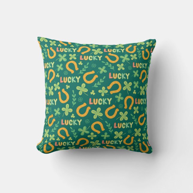 Irish LUCKY green pattern Cushion (Front)