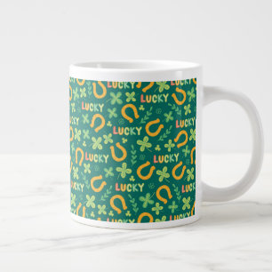 Irish LUCKY green pattern Large Coffee Mug