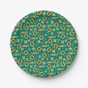 Irish LUCKY green pattern Paper Plate