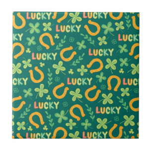 Irish LUCKY green pattern Tile