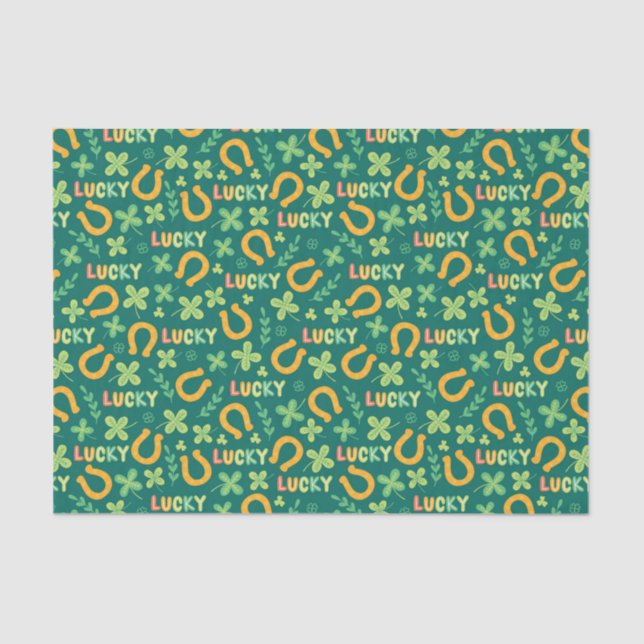 Irish LUCKY green pattern Tissue Paper (Front)