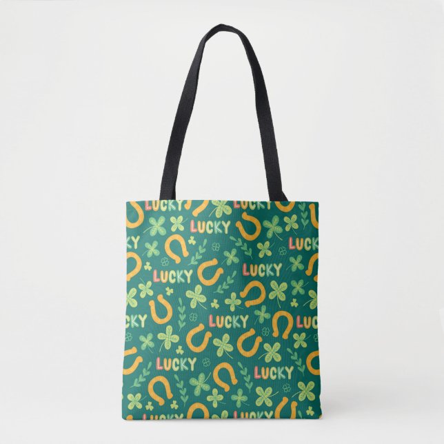 Irish LUCKY green pattern Tote Bag (Front)