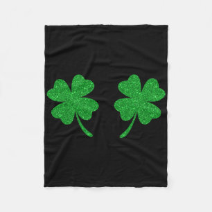 Irish Lucky Shamrock Breast Clover St Patricks Day Fleece Blanket