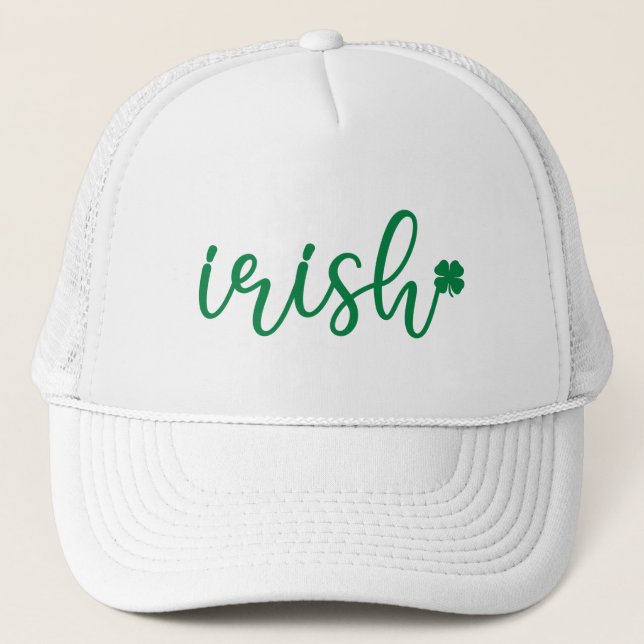 Irish Lucky Shamrock St. Patrick's Day Trucker Hat (Front)