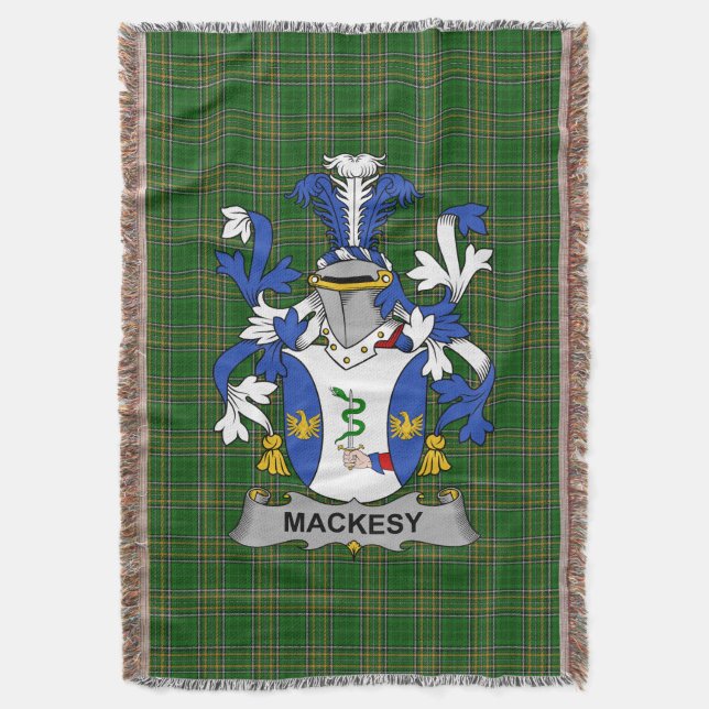  Irish Mackesy Coat of Arms Family Crest Ireland Throw Blanket (Front Vertical)