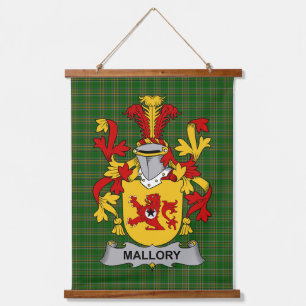 Irish Mallory Coat of Arms Family Crest Hanging Tapestry