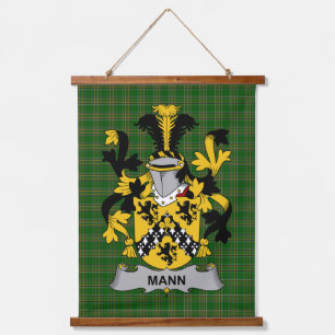 Irish Mann Coat of Arms Family Crest Hanging Tapestry