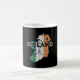 Irish Map and Flag Souvenir Distressed Ireland Coffee Mug
