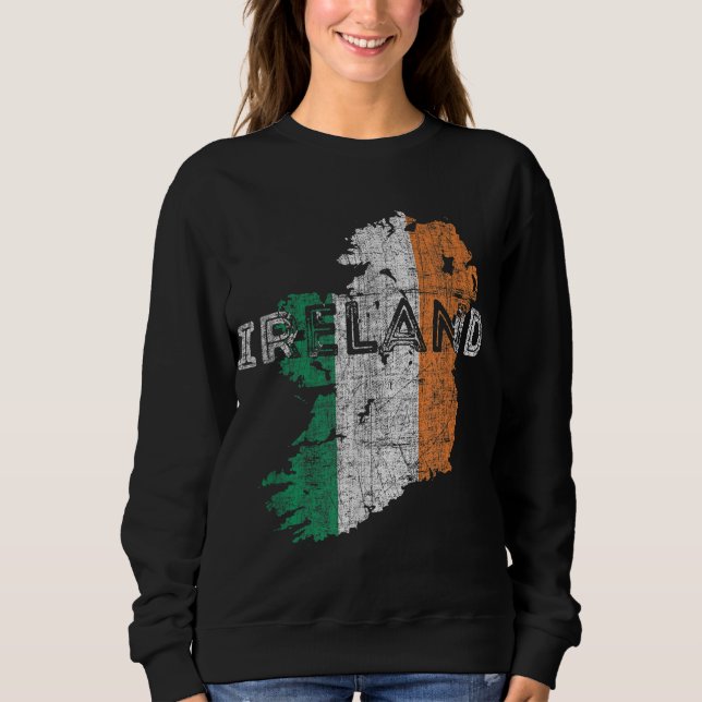 Irish Map and Flag Souvenir - Distressed Ireland Sweatshirt (Front)