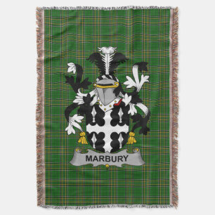 Irish Marbury Coat of Arms Family Crest Ireland Throw Blanket