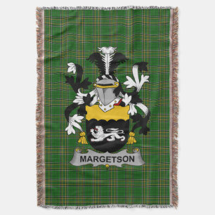  Irish Margetson Coat of Arms Family Crest Ireland Throw Blanket