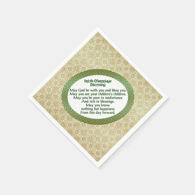 Irish Marriage Blessing, Gold & Green Wedding Napkin (Corner)