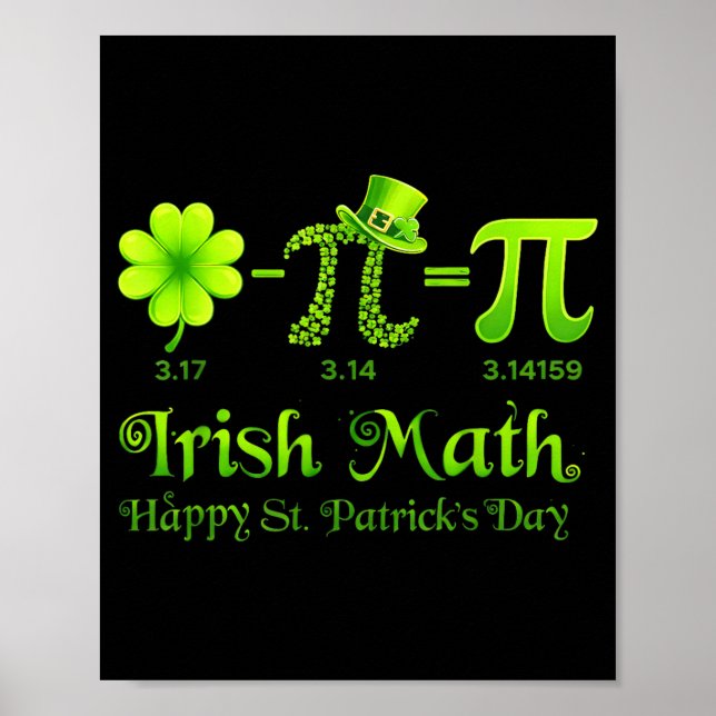 Irish Math Shamrock Happy St Patricks Day Math Poster (Front)