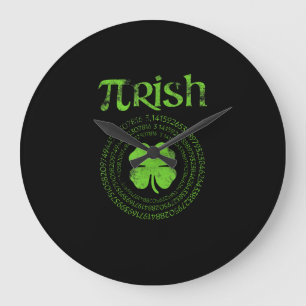 Irish Math Teacher Vintage Shamrock St Patricks Da Large Clock