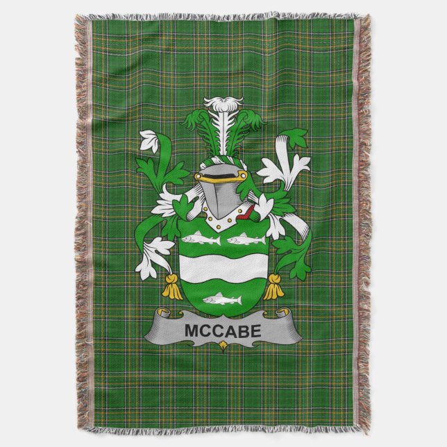  Irish McCabe Coat of Arms Family Crest Ireland Throw Blanket (Front Vertical)