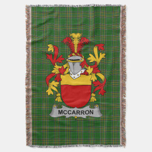 Irish McCarron Coat of Arms Family Crest Ireland Throw Blanket