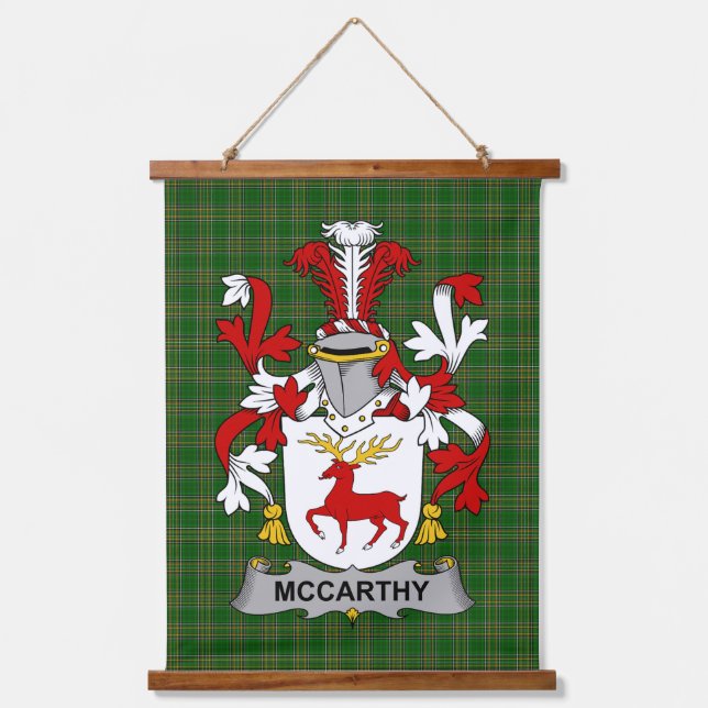 Irish McCarthy Coat of Arms Family Crest Hanging Tapestry (Front)