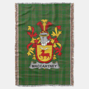  Irish McCartney or MacCartney Coat of Arms Family Throw Blanket