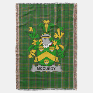  Irish McCurdy or Curdy Coat of Arms Family Crest  Throw Blanket