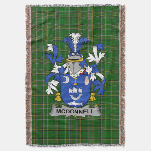Irish McDonnell Coat of Arms Family Crest Ireland Throw Blanket