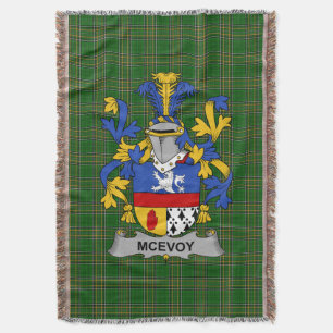  Irish McEvoy or McKelvey Coat of Arms Family Cres Throw Blanket