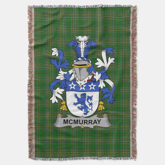  Irish McMurray Coat of Arms Family Crest Ireland Throw Blanket (Front Vertical)