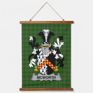 Irish McWorth or MacWorth Coat of Arms Family Cres Hanging Tapestry