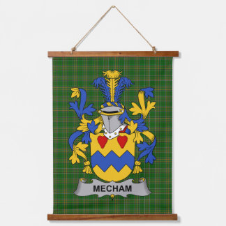 Irish Mecham Coat of Arms Family Crest Hanging Tapestry