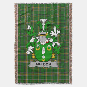 Irish Meldon or Muldoon Coat of Arms Family Crest Throw Blanket