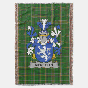 Irish Meredith Coat of Arms Family Crest Ireland Throw Blanket