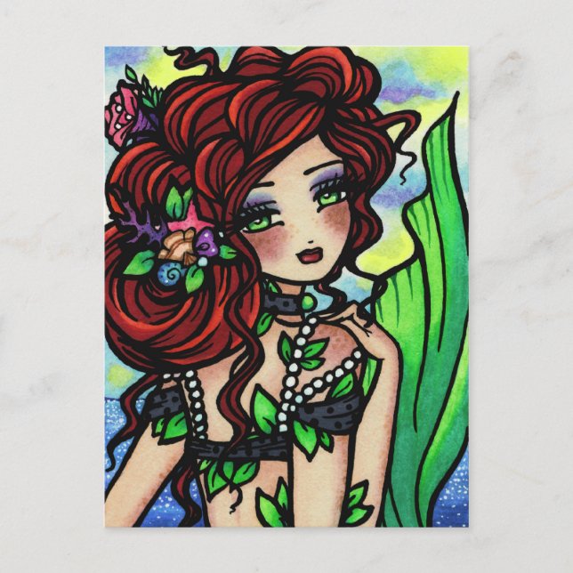 Irish Mermaid Fantasy Art Postcard by Hannah Lynn (Front)