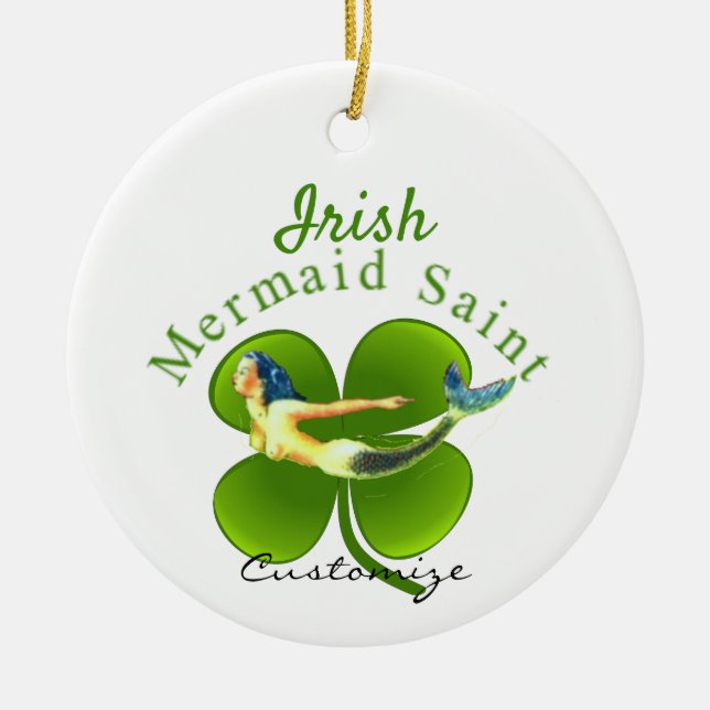 Irish Mermaid Saint Thunder_Cove Ceramic Tree Decoration (Front)