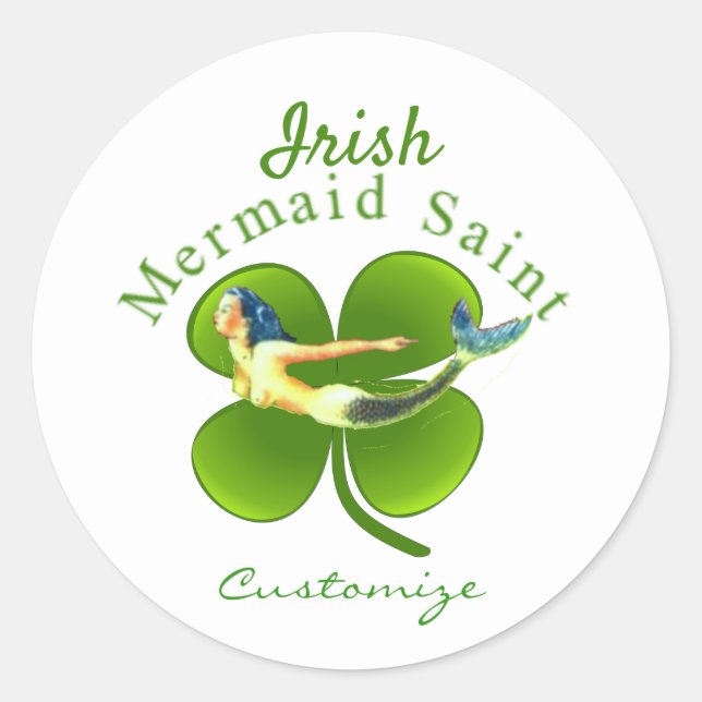 Irish Mermaid Saint Thunder_Cove Classic Round Sticker (Front)