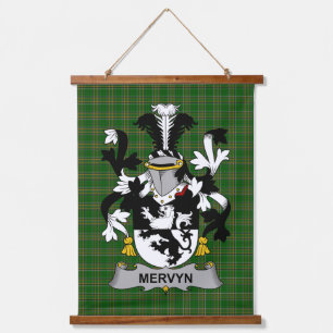 Irish Mervyn Coat of Arms Family Crest Hanging Tapestry