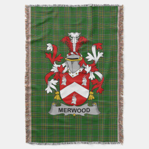  Irish Merwood Coat of Arms Family Crest Ireland Throw Blanket