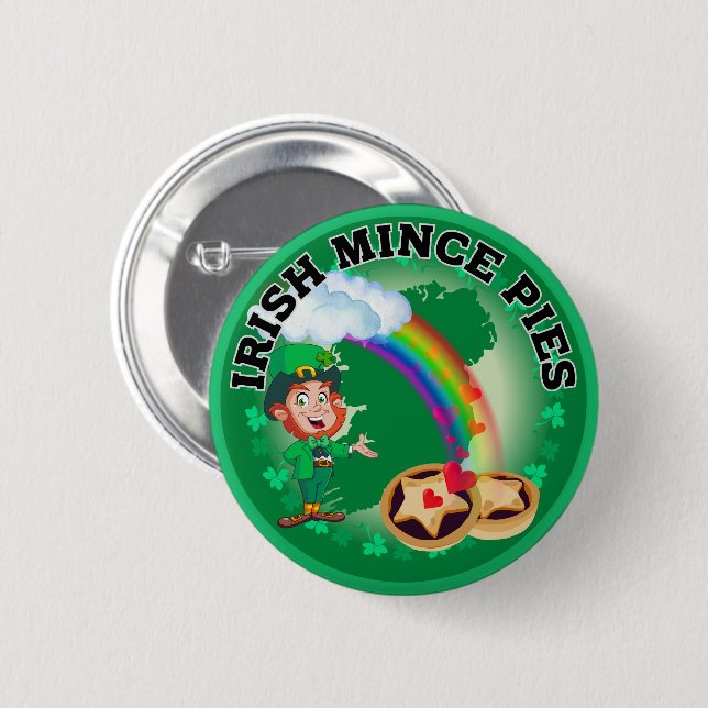 Irish Mince Pies at the End of a Rainbow 6 Cm Round Badge (Front & Back)
