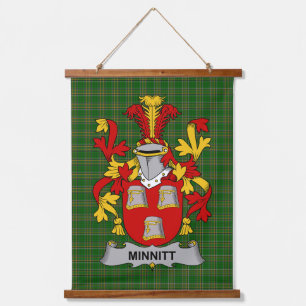 Irish Minnitt Coat of Arms Family Crest Hanging Tapestry