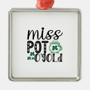 Irish Miss Pot O Gold Metal Tree Decoration
