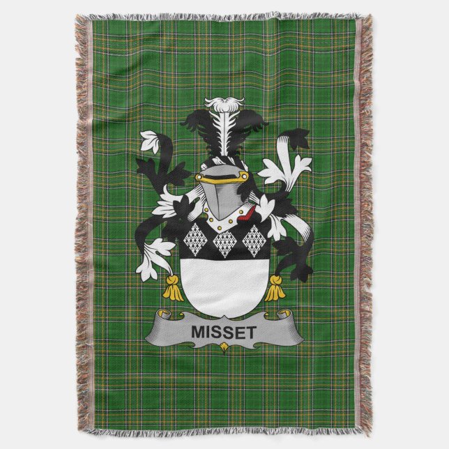  Irish Misset Coat of Arms Family Crest Ireland Throw Blanket (Front Vertical)