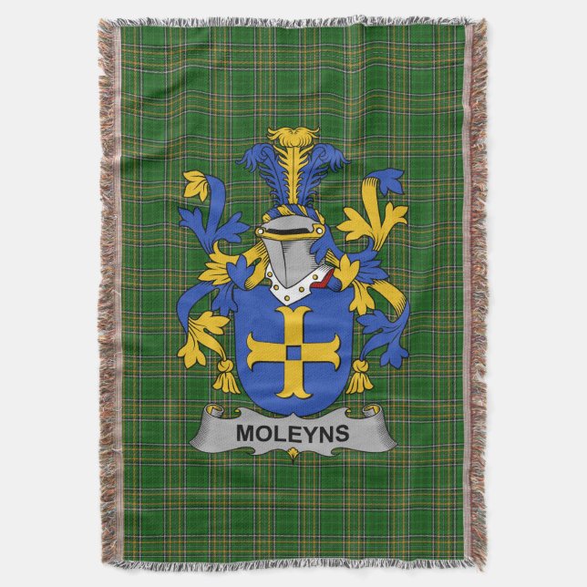  Irish Moleyns Coat of Arms Family Crest Ireland Throw Blanket (Front Vertical)